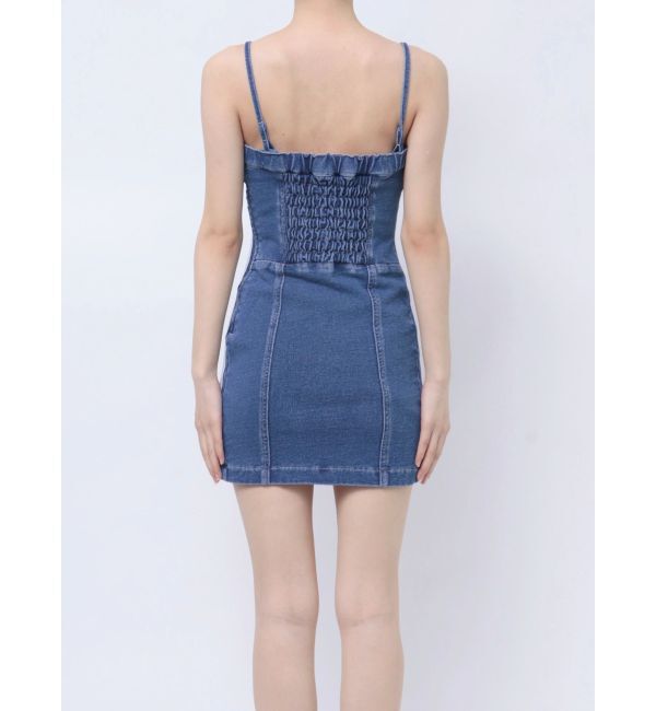 GYDA「GD SIDE 2ラインカットデニムベアワンピース【SETUP着用可】」|ワンピース|