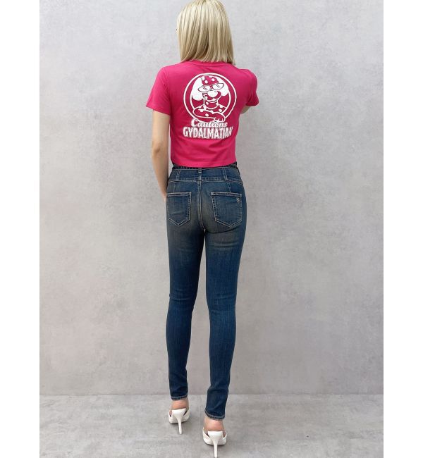 GYDA「ハイウエストフロントZIPベルトデザインスキニーデニムパンツ」|デニム|