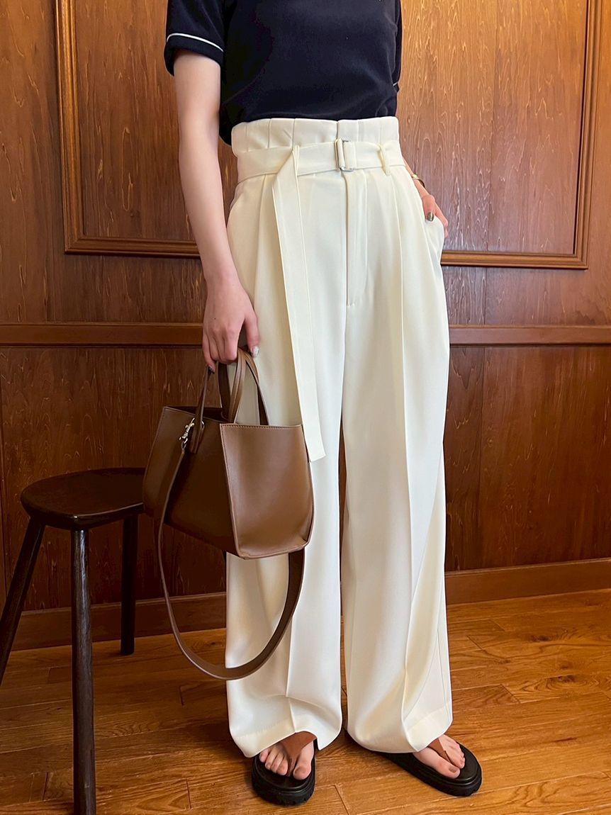 Mila Owen「【UV加工】ドライタッチペーパーバッグパンツ」|チノ|IVR