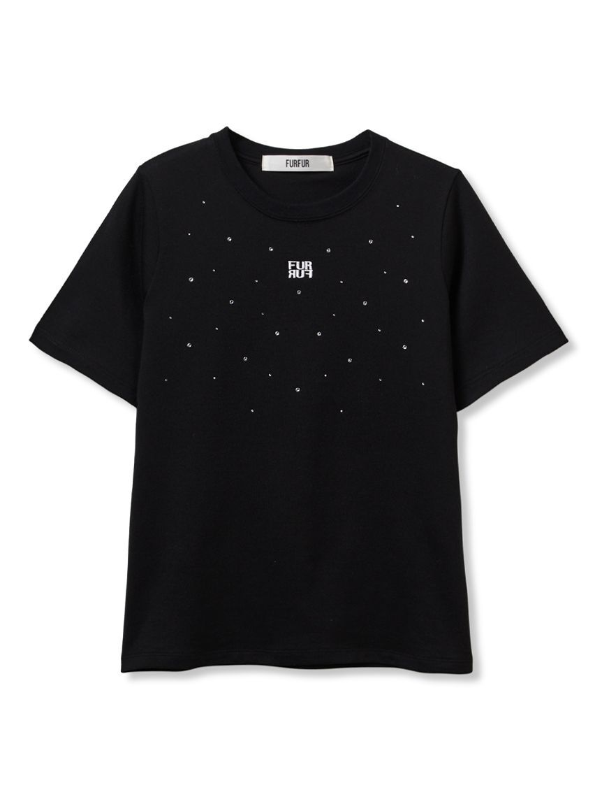 FURFUR「【WEB限定】ビジュー付きロゴ刺繍Tシャツ」|Tシャツ・カットソー|