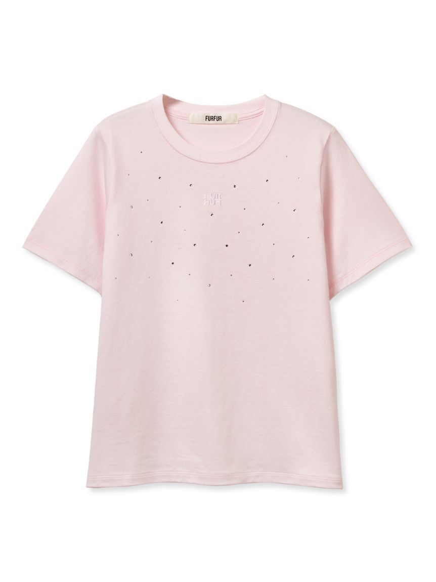 FURFUR「【WEB限定】ビジュー付きロゴ刺繍Tシャツ」|Tシャツ・カットソー|