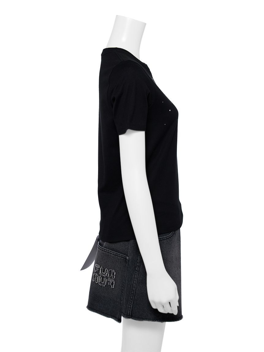 FURFUR「【WEB限定】ビジュー付きロゴ刺繍Tシャツ」|Tシャツ・カットソー|