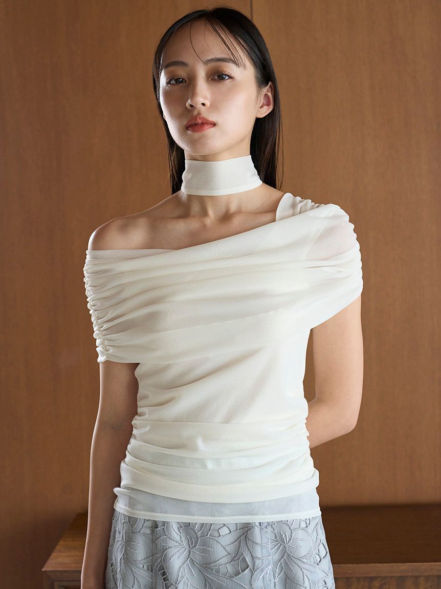 SNIDEL「ギャザーアシメカットプルオーバー」|Tシャツ・カットソー|