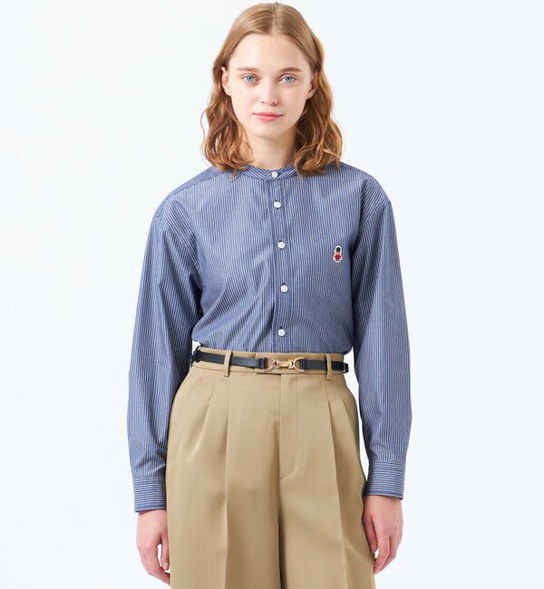 MACKINTOSH PHILOSOPHY「バッキンガムベア バンドカラーシャツ」|シャツ・ブラウス|ネイビー