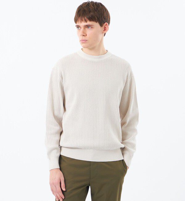 MACKINTOSH PHILOSOPHY「クルーネックプルオーバー 畔調ファインニット」|ニット・セーター|ベージュ