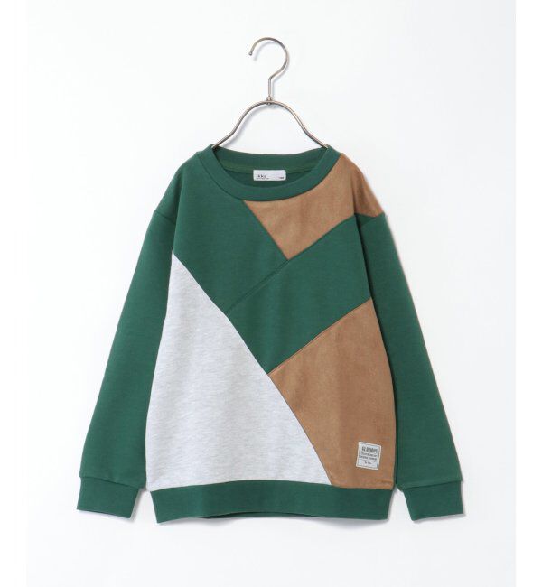 ikka kids「フェイクスエード切り替えトレーナー（120~160cm）」|Tシャツ・カットソー|グリーン