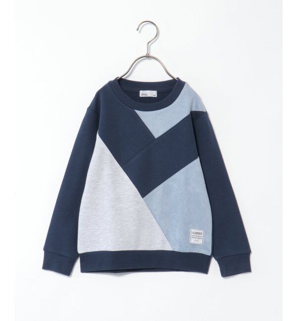 ikka kids「フェイクスエード切り替えトレーナー（120~160cm）」|Tシャツ・カットソー|ネイビー