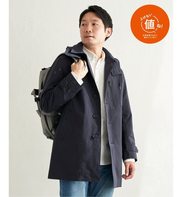 IKKA LOUNGE「撥水フードステンカラーコート」|その他|ネイビー