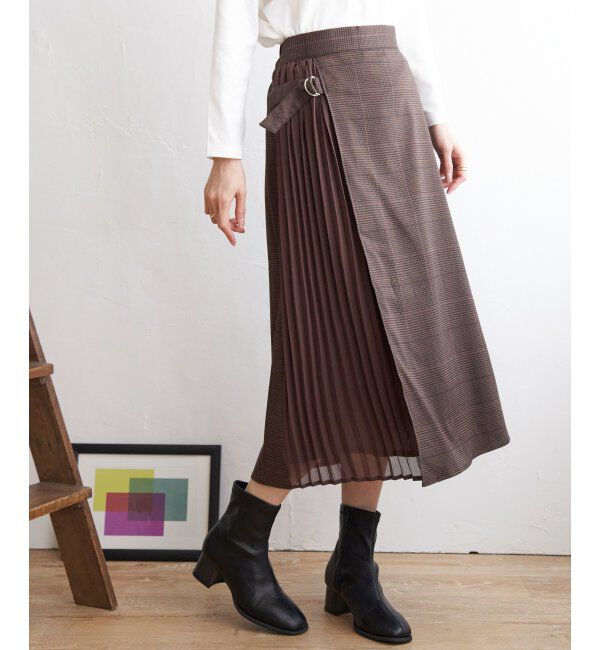 IKKA LOUNGE「サイドプリーツスカート」|スカート|