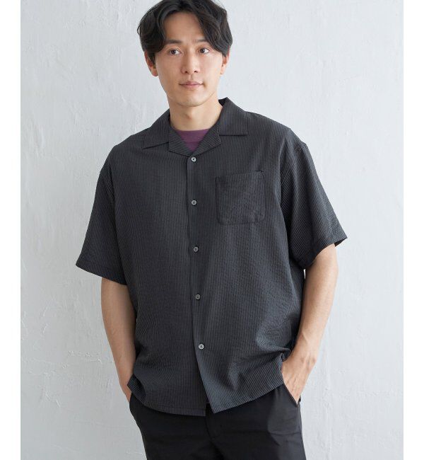ikka「シャドーストライプオープンカラーシャツ」|シャツ・ブラウス|