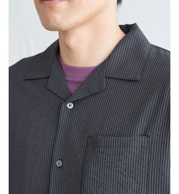 ikka「シャドーストライプオープンカラーシャツ」|シャツ・ブラウス|