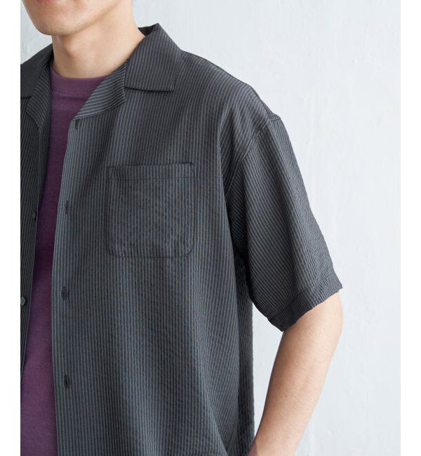 ikka「シャドーストライプオープンカラーシャツ」|シャツ・ブラウス|
