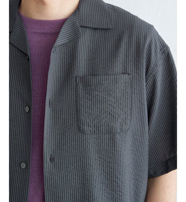 ikka「シャドーストライプオープンカラーシャツ」|シャツ・ブラウス|