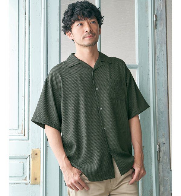 ikka「シャドーストライプオープンカラーシャツ」|シャツ・ブラウス|