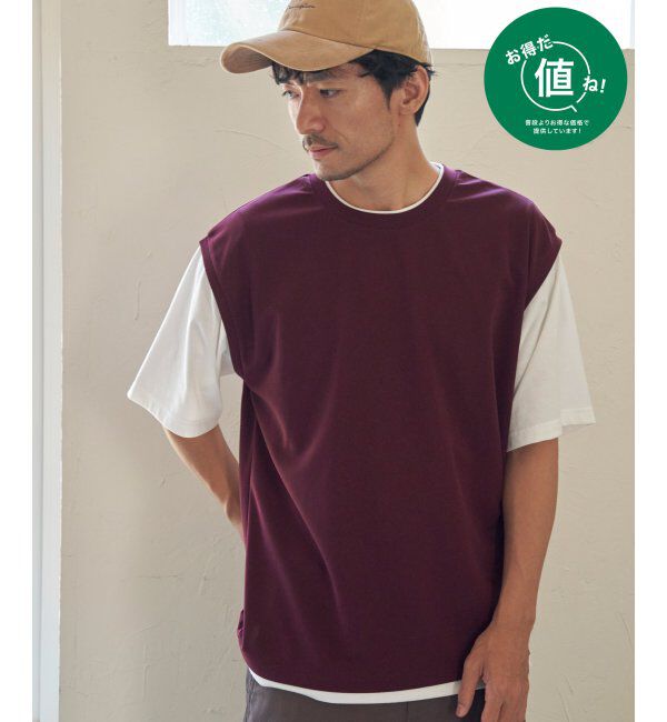 ikka「速乾COOLフェイクベストＴシャツ」|Tシャツ・カットソー|ワイン
