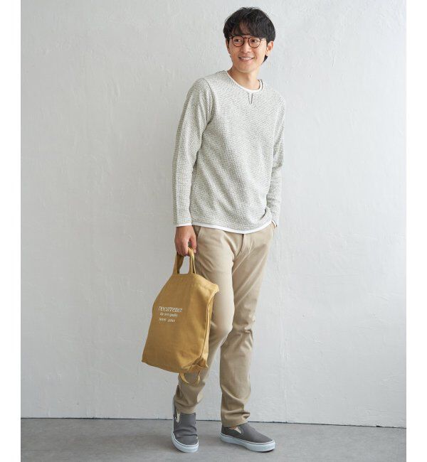 ikka「メランジ鹿の子キーネックレイヤード」|Tシャツ・カットソー|