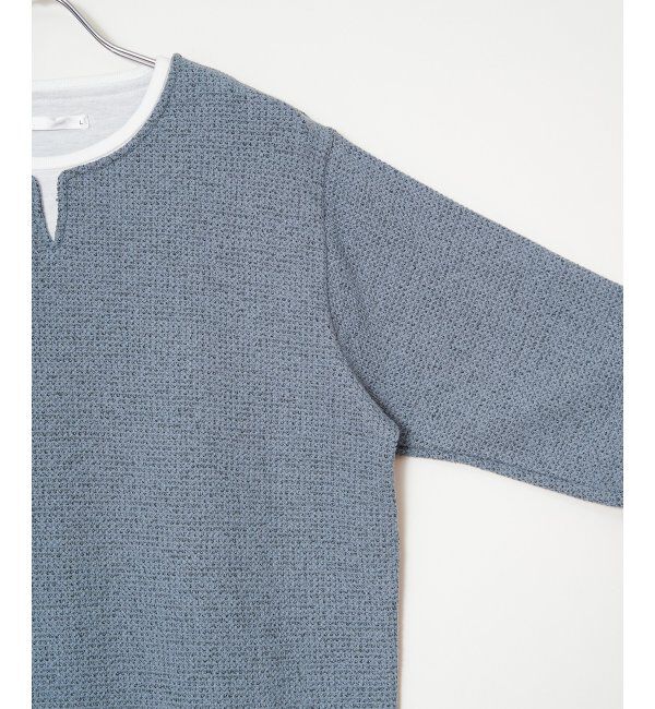 ikka「メランジ鹿の子キーネックレイヤード」|Tシャツ・カットソー|