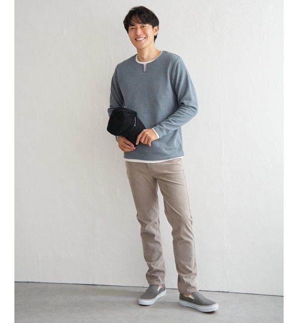 ikka「メランジ鹿の子キーネックレイヤード」|Tシャツ・カットソー|