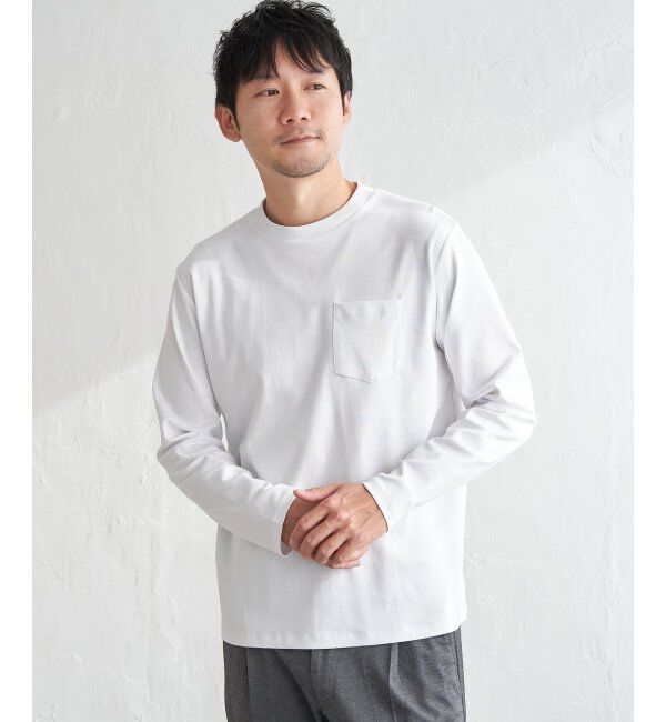 IKKA LOUNGE「ポンチクルーネックジャケットロンＴ」|Tシャツ・カットソー|ホワイト