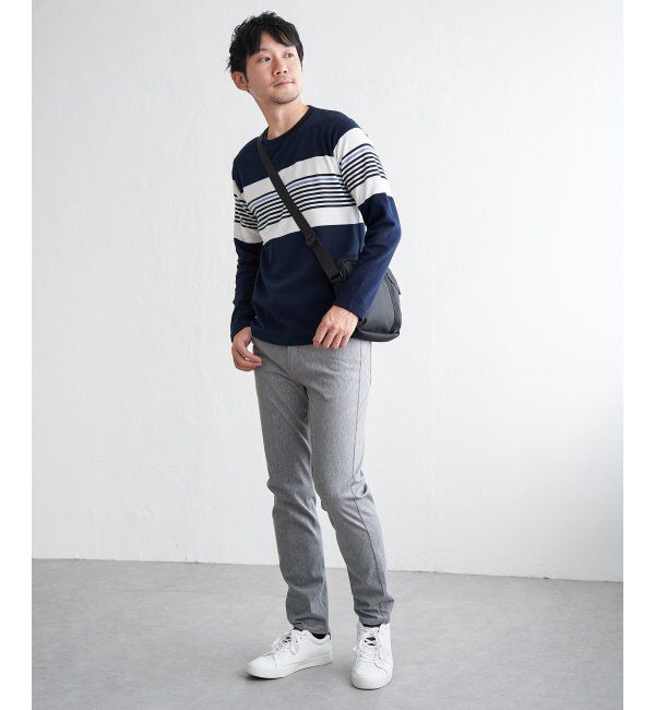 ikka「【雑誌MonoMax4月号掲載】リップルパネルボーダーロンＴ」|Tシャツ・カットソー|