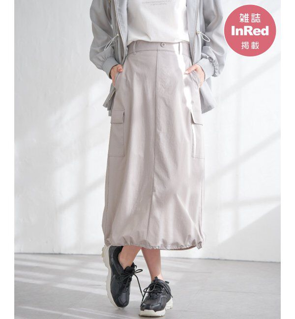 ikka「【雑誌InRed5月号掲載】リップストップカーゴスカート」|スカート|グレージュ
