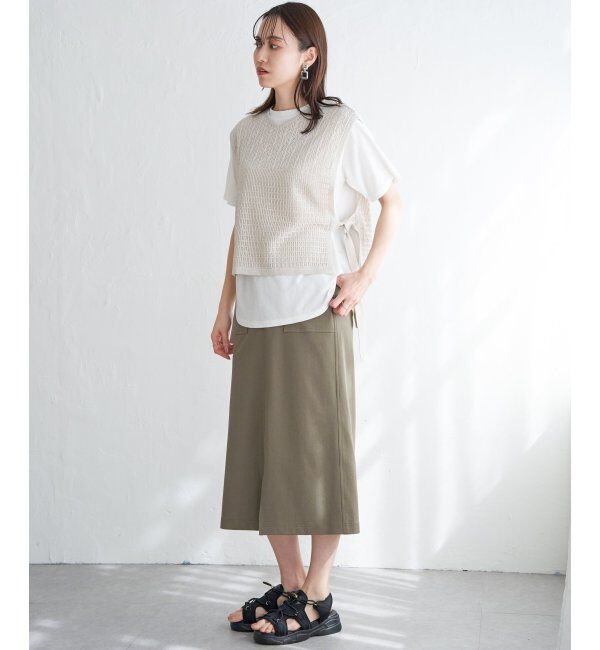 ikka「【2点セット】透かし編みラメニットベストアンサンブル」|ニット・セーター|