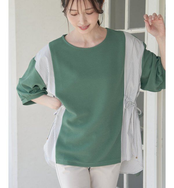 ikka「異素材切り替えサイドリボンプルオーバー」|その他|グリーンケイ