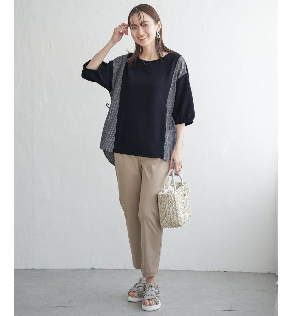 ikka「異素材切り替えサイドリボンプルオーバー」|その他|