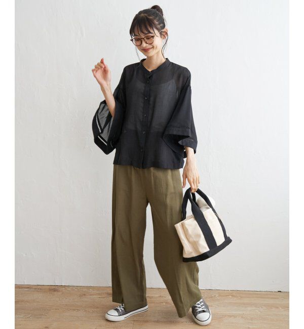 Lbc with Life「シアーハシゴレーススリーブシャツ」|シャツ・ブラウス|