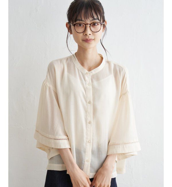 Lbc with Life「シアーハシゴレーススリーブシャツ」|シャツ・ブラウス|