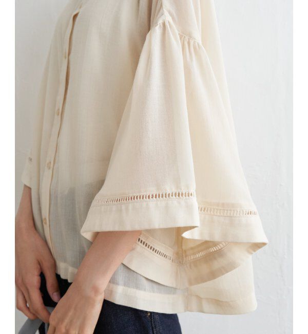 Lbc with Life「シアーハシゴレーススリーブシャツ」|シャツ・ブラウス|