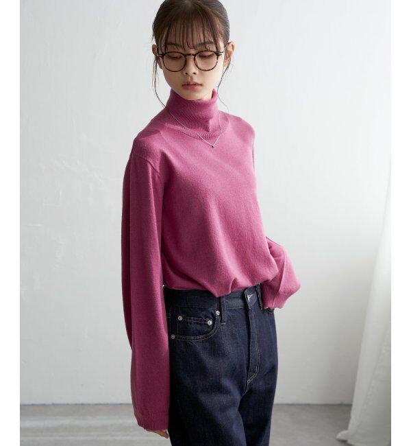 Lbc with Life「天竺ハイネックカラーニット」|カーディガン|ピンク