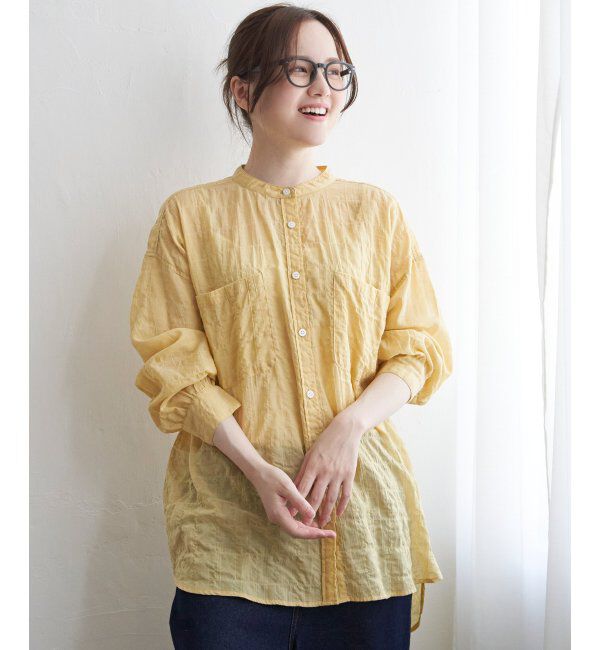 Lbc with Life「バックシャーリングロングシャツ」|シャツ・ブラウス|イエロー