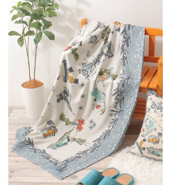 Lbc with Life「マルチクロス ハワイマップ」|クッション・クッションカバー|ブルー