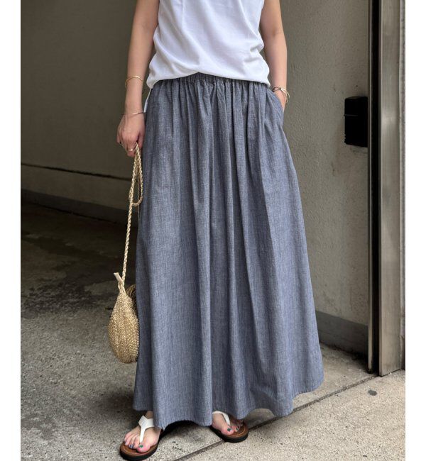 Lbc with Life「コットンシャンブレーギャザースカート」|スカート|