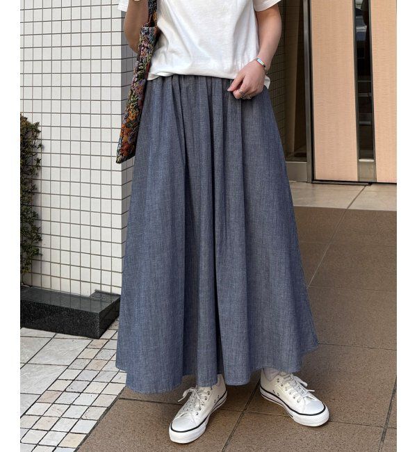 Lbc with Life「コットンシャンブレーギャザースカート」|スカート|