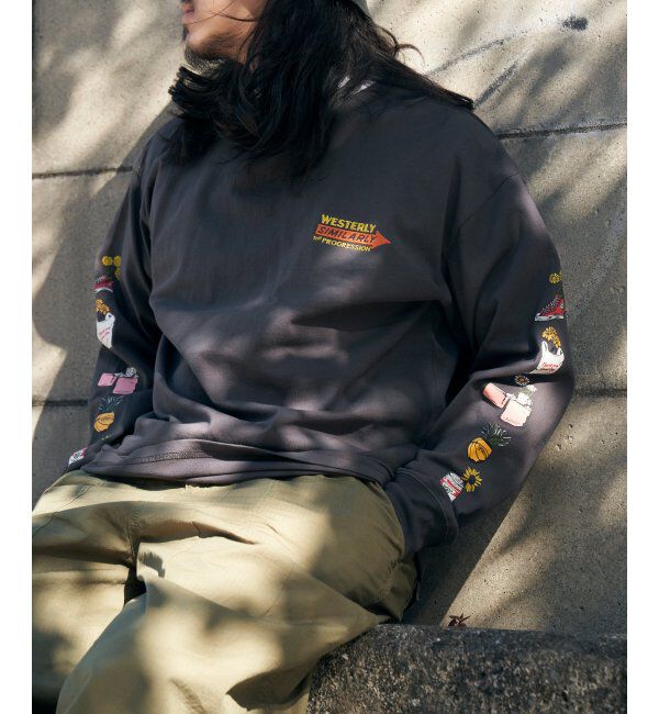 VENCE share style「袖フラワープリントロンT」|Tシャツ・カットソー|チャコール