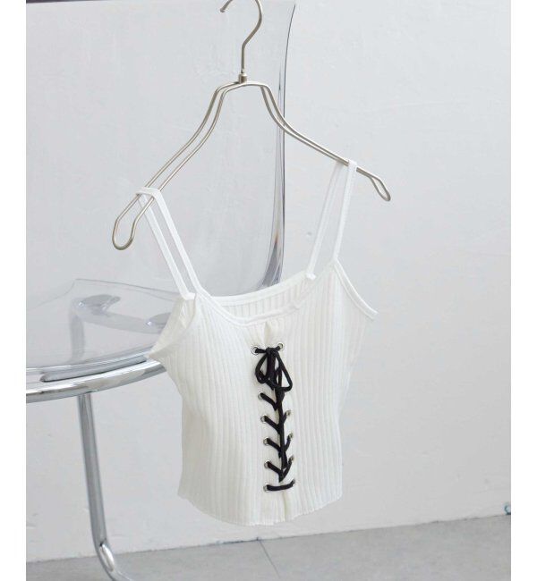 VENCE share style「レースアップキャミソール」|タンクトップ|ホワイト