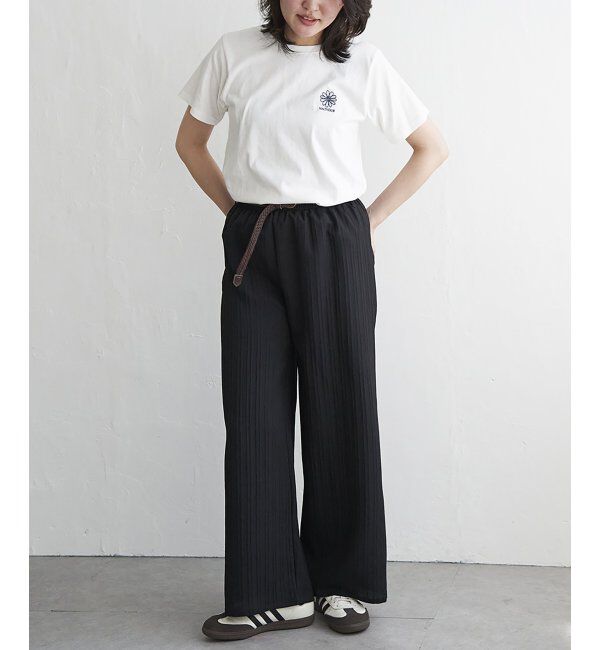 VENCE share style「楊柳ストライプベルト付きパンツ」|デニム|