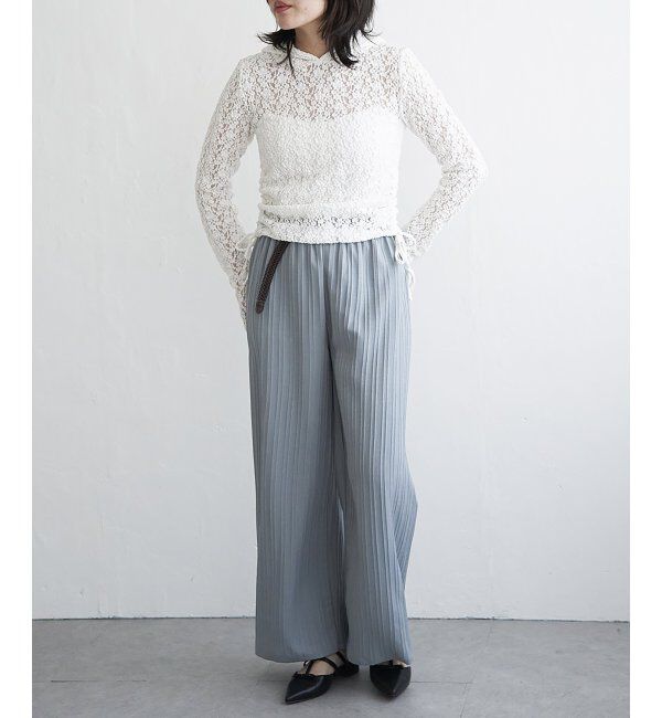 VENCE share style「楊柳ストライプベルト付きパンツ」|デニム|