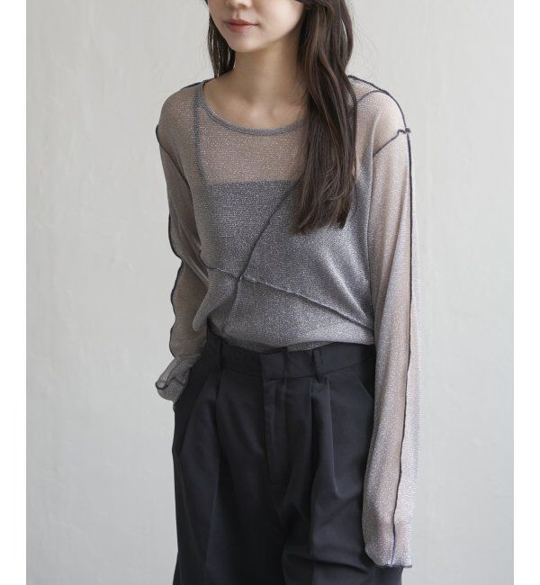 VENCE share style「ラメチュール切り替えプルオーバー」|Tシャツ・カットソー|
