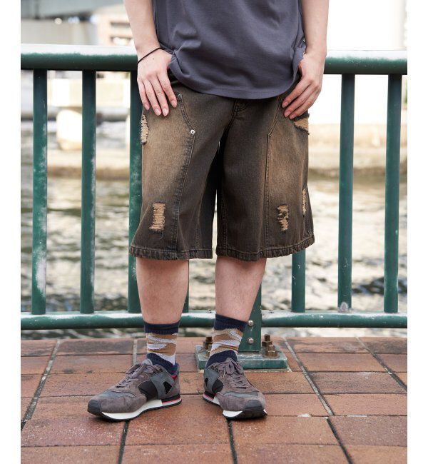 VENCE share style「PLESダメージデニムショーツ」|その他|ブラウン