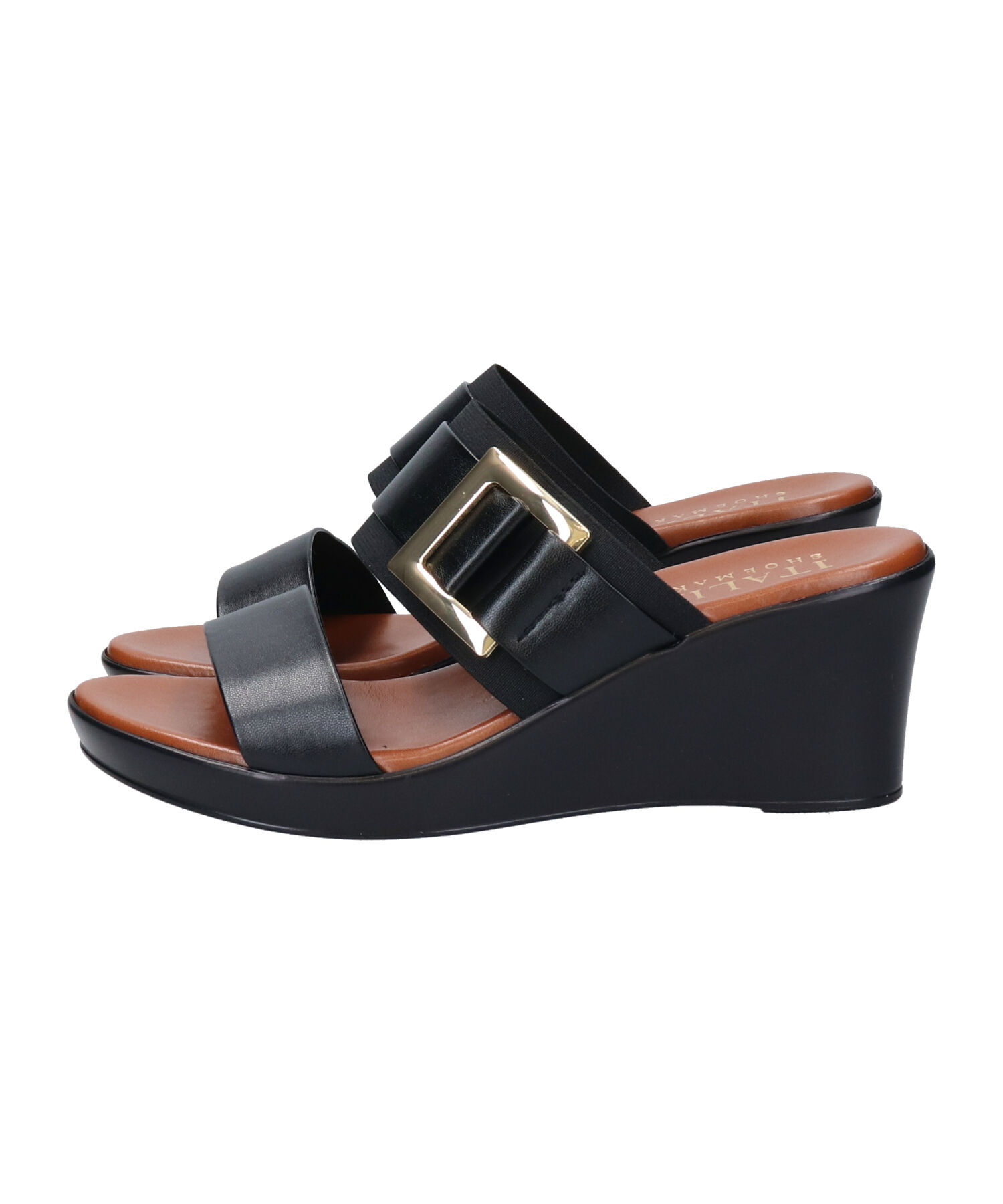IMPORT SELECT「【ITALIAN SHOEMAKERS】スクエアメタルウェッジヒールサンダル(952343)」|サンダル|