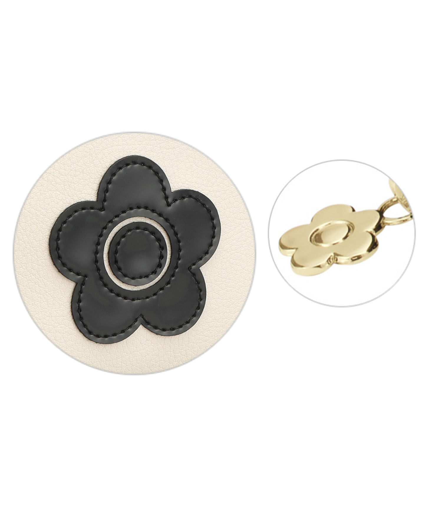 MARY QUANT「エナメルアイコンデイジーパッチ ラウンドポーチ」|ポーチ|