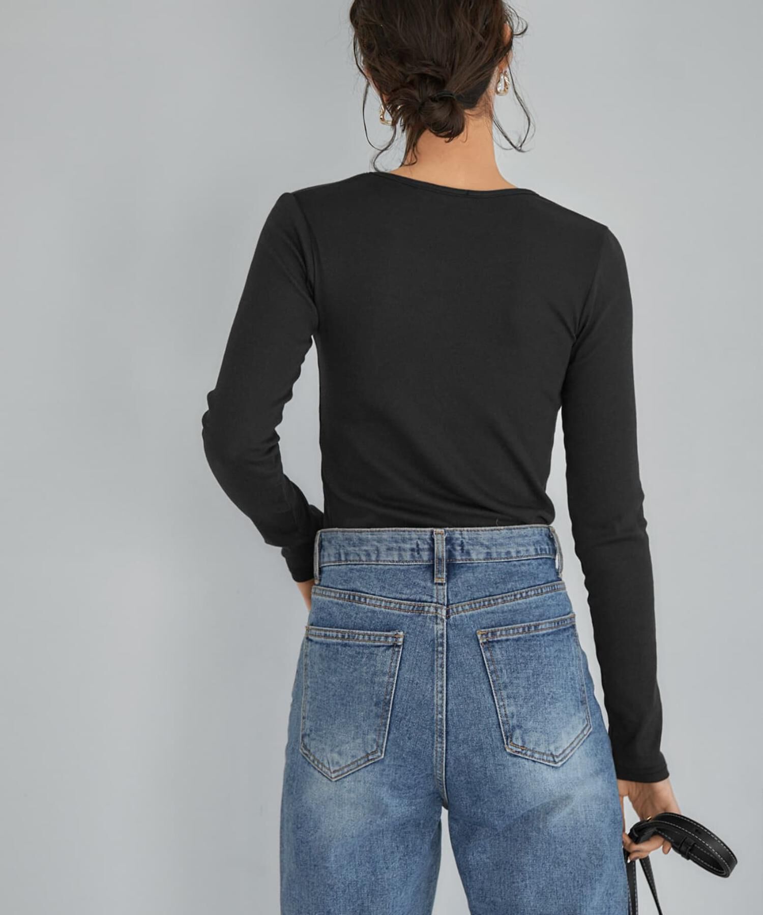 STYLE DELI「首開きベーシックリブトップス」|Tシャツ・カットソー|