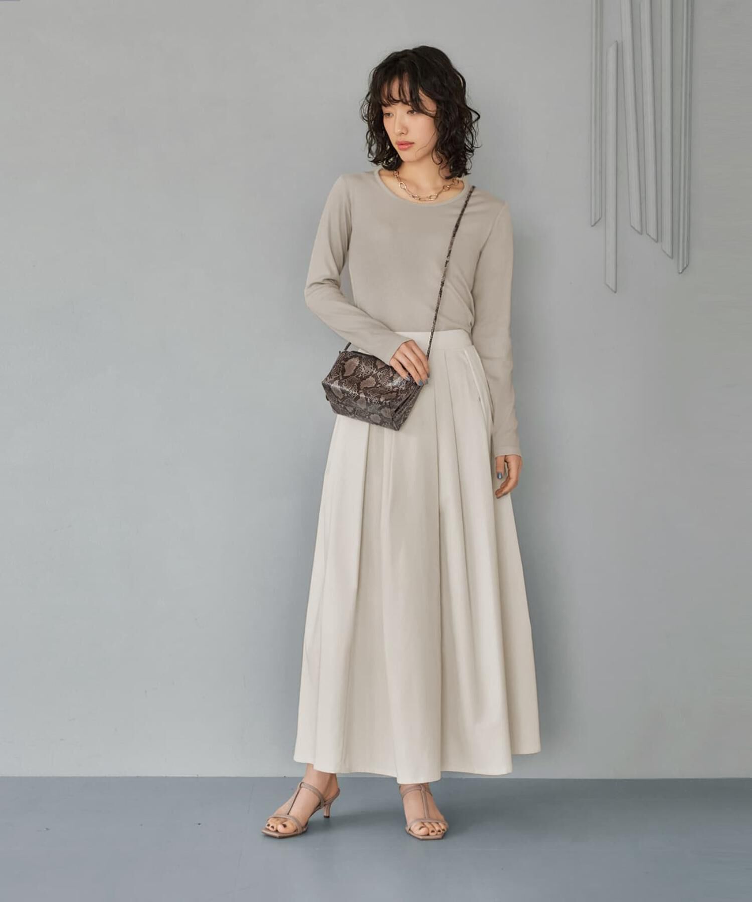 STYLE DELI「首開きベーシックリブトップス」|Tシャツ・カットソー|