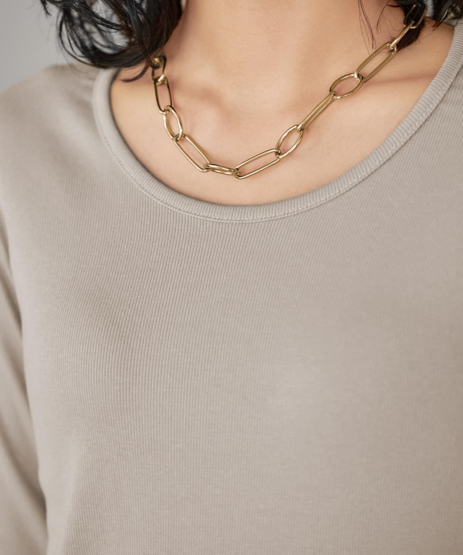 STYLE DELI「首開きベーシックリブトップス」|Tシャツ・カットソー|