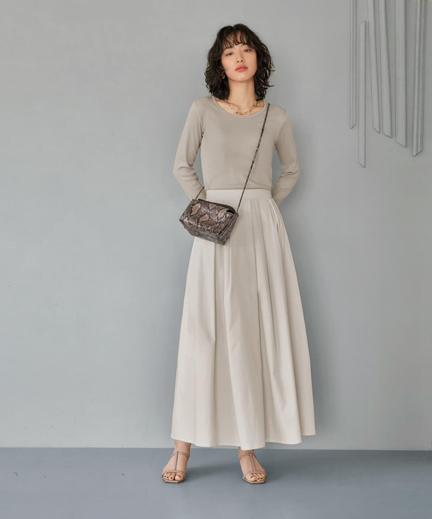 STYLE DELI「首開きベーシックリブトップス」|Tシャツ・カットソー|