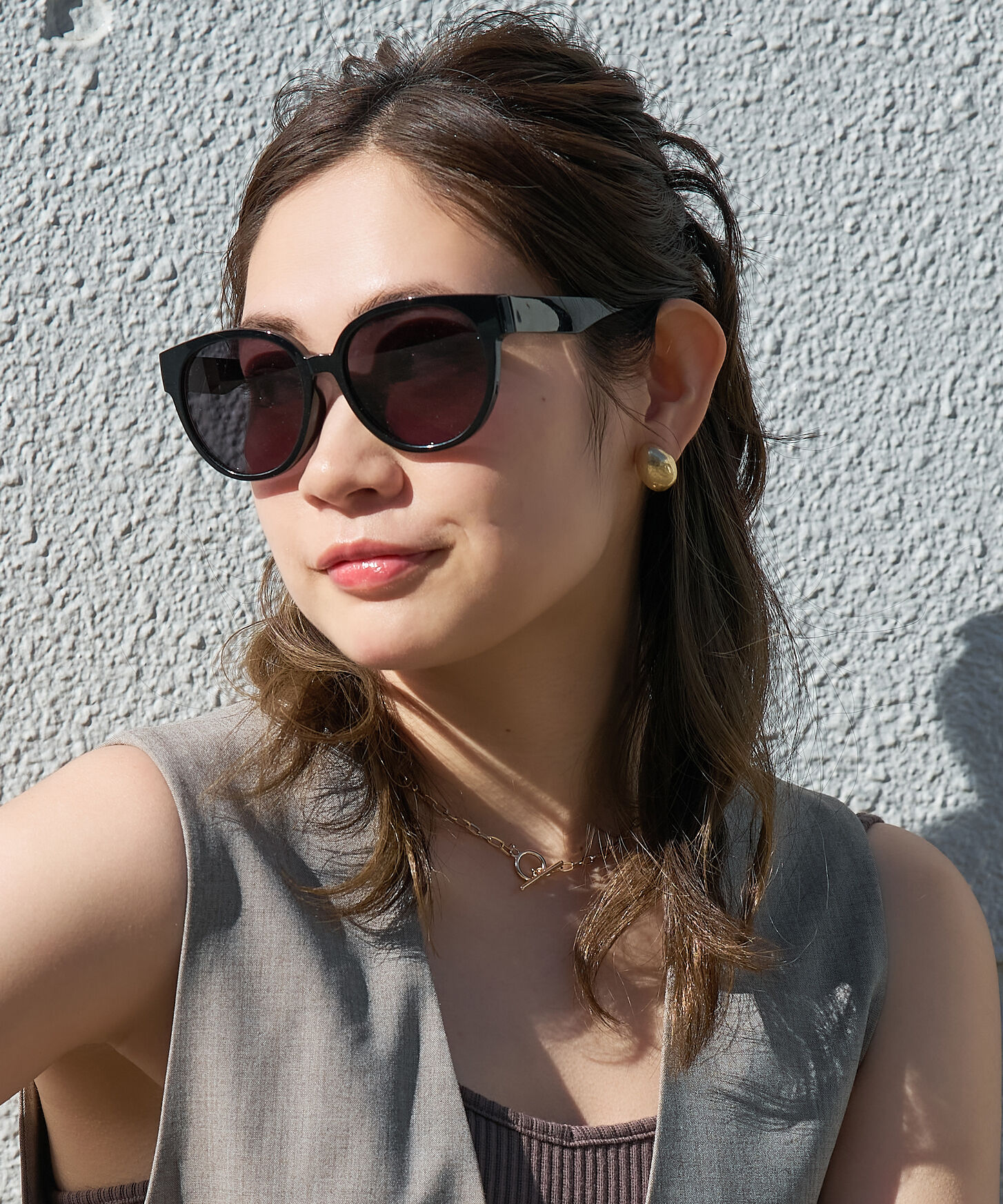  「ボストン型 大きめ サングラス｜Y2K ビッグシェイプ ユニセックス 小顔 おしゃれ」|サングラス|