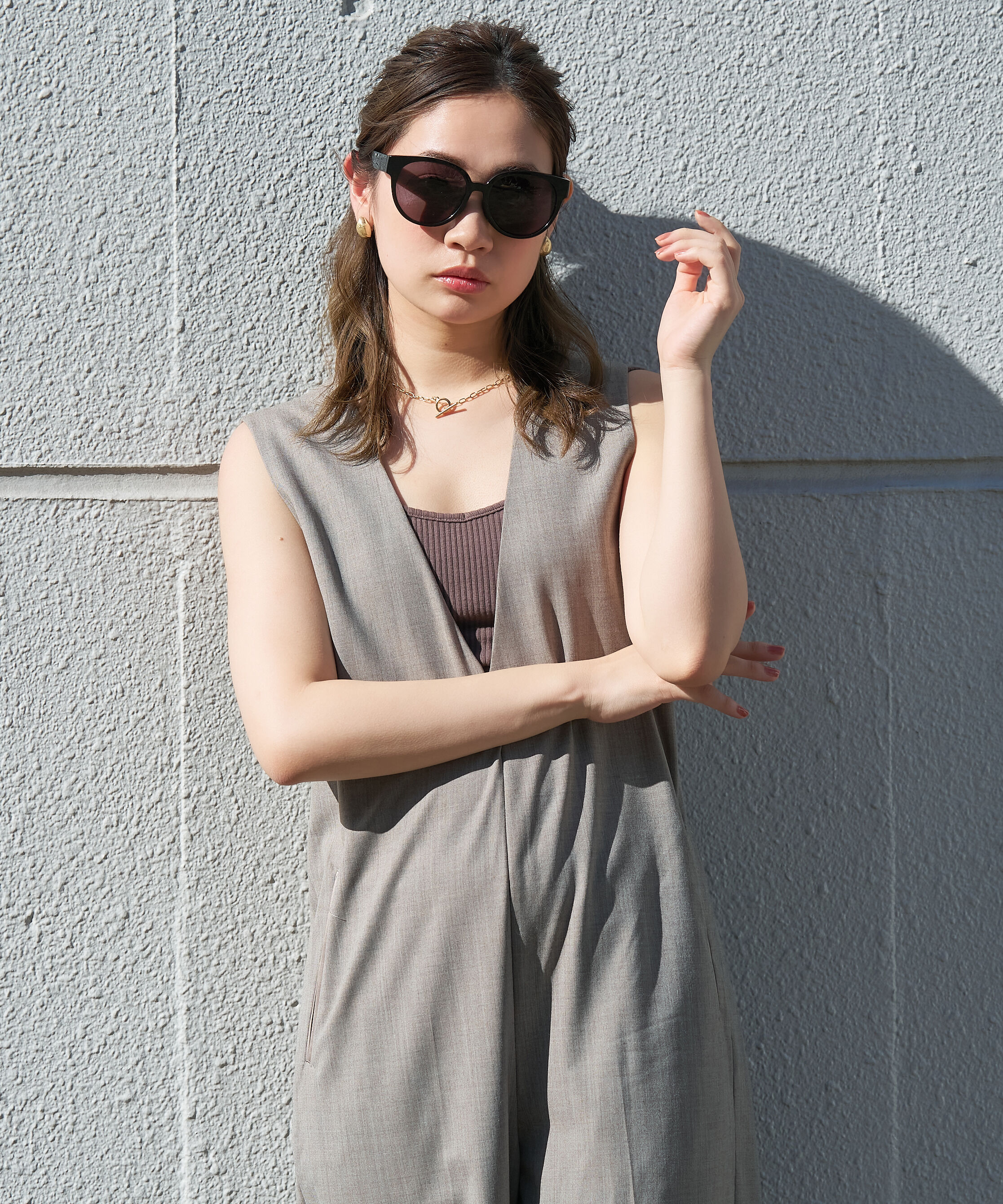  「ボストン型 大きめ サングラス｜Y2K ビッグシェイプ ユニセックス 小顔 おしゃれ」|サングラス|